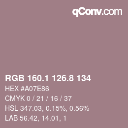 カラーコード: RGB 160.1 126.8 134 | qconv.com