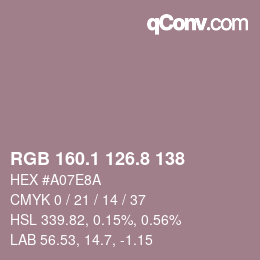 Color code: RGB 160.1 126.8 138 | qconv.com