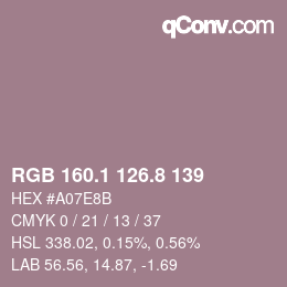 Color code: RGB 160.1 126.8 139 | qconv.com