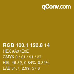 カラーコード: RGB 160.1 126.8 14 | qconv.com