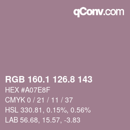 Color code: RGB 160.1 126.8 143 | qconv.com