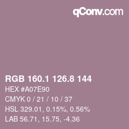 Color code: RGB 160.1 126.8 144 | qconv.com
