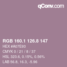 Farbcode: RGB 160.1 126.8 147 | qconv.com