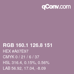 カラーコード: RGB 160.1 126.8 151 | qconv.com