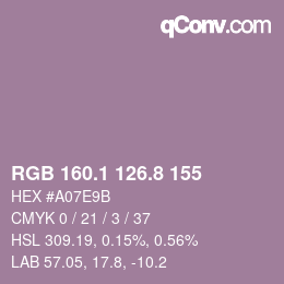 Color code: RGB 160.1 126.8 155 | qconv.com
