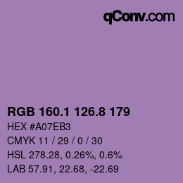 Color code: RGB 160.1 126.8 179 | qconv.com