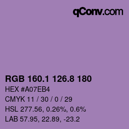 カラーコード: RGB 160.1 126.8 180 | qconv.com