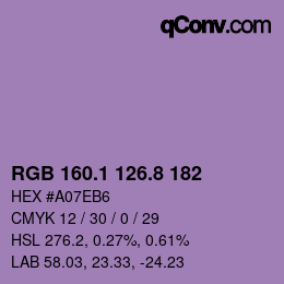カラーコード: RGB 160.1 126.8 182 | qconv.com