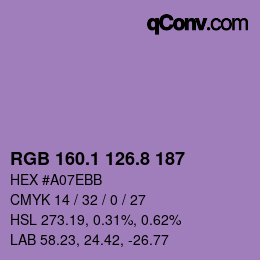 カラーコード: RGB 160.1 126.8 187 | qconv.com