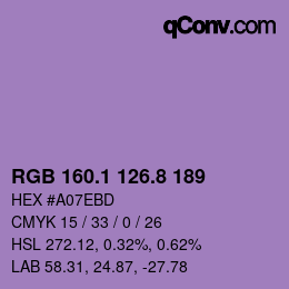 カラーコード: RGB 160.1 126.8 189 | qconv.com