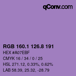 カラーコード: RGB 160.1 126.8 191 | qconv.com
