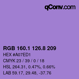 カラーコード: RGB 160.1 126.8 209 | qconv.com