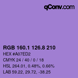 カラーコード: RGB 160.1 126.8 210 | qconv.com