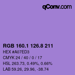 カラーコード: RGB 160.1 126.8 211 | qconv.com