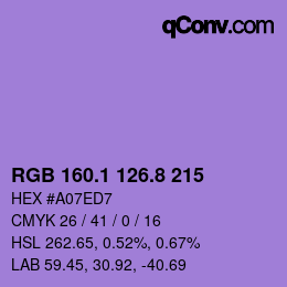 カラーコード: RGB 160.1 126.8 215 | qconv.com