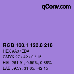 カラーコード: RGB 160.1 126.8 218 | qconv.com