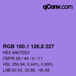 カラーコード: RGB 160.1 126.8 227 | qconv.com