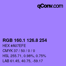 カラーコード: RGB 160.1 126.8 254 | qconv.com