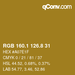 Color code: RGB 160.1 126.8 31 | qconv.com