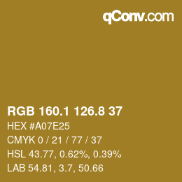 Color code: RGB 160.1 126.8 37 | qconv.com