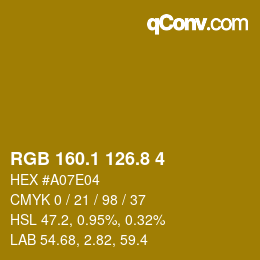 カラーコード: RGB 160.1 126.8 4 | qconv.com