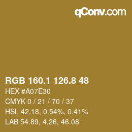 Color code: RGB 160.1 126.8 48 | qconv.com