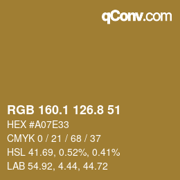 Color code: RGB 160.1 126.8 51 | qconv.com
