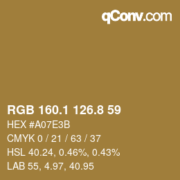 Color code: RGB 160.1 126.8 59 | qconv.com