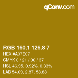 カラーコード: RGB 160.1 126.8 7 | qconv.com