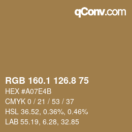 Color code: RGB 160.1 126.8 75 | qconv.com