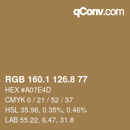 Color code: RGB 160.1 126.8 77 | qconv.com