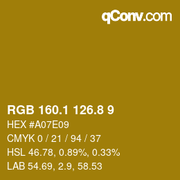 カラーコード: RGB 160.1 126.8 9 | qconv.com