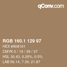 Color code: RGB 160.1 129 97 | qconv.com