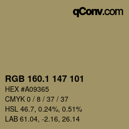 Color code: RGB 160.1 147 101 | qconv.com