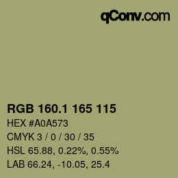 カラーコード: RGB 160.1 165 115 | qconv.com