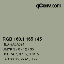 Color code: RGB 160.1 165 145 | qconv.com