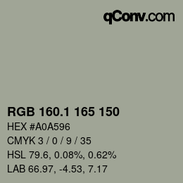 Color code: RGB 160.1 165 150 | qconv.com