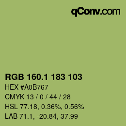 カラーコード: RGB 160.1 183 103 | qconv.com