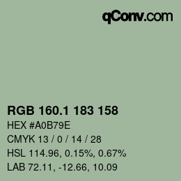 Color code: RGB 160.1 183 158 | qconv.com