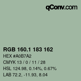 Color code: RGB 160.1 183 162 | qconv.com