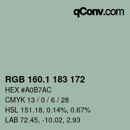 Color code: RGB 160.1 183 172 | qconv.com