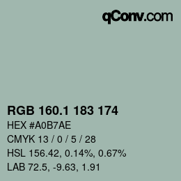 カラーコード: RGB 160.1 183 174 | qconv.com