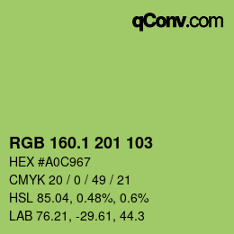 カラーコード: RGB 160.1 201 103 | qconv.com