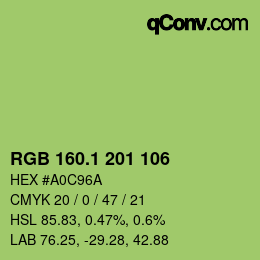 カラーコード: RGB 160.1 201 106 | qconv.com