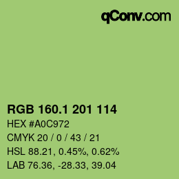 カラーコード: RGB 160.1 201 114 | qconv.com