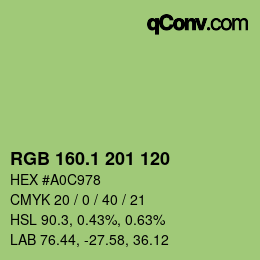 カラーコード: RGB 160.1 201 120 | qconv.com