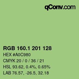 カラーコード: RGB 160.1 201 128 | qconv.com