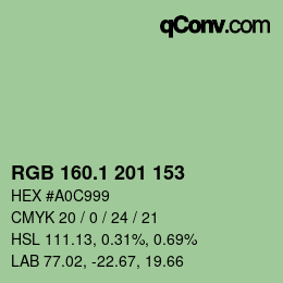 Color code: RGB 160.1 201 153 | qconv.com