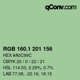 カラーコード: RGB 160.1 201 156 | qconv.com