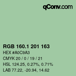 カラーコード: RGB 160.1 201 163 | qconv.com